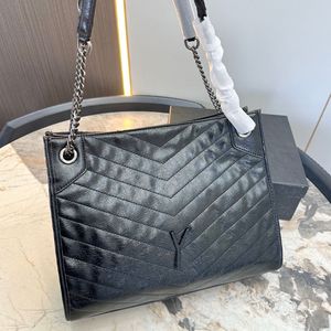 Totes Grande Capacité Sac À Main Sac De Mode Femmes En Cuir Designer Sacs À Bandoulière Noir Diamant Motif Sacs À Main Chaîne En Métal Classique Alphabet Shopping Bourse