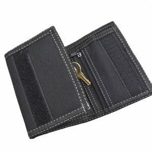 Touch Fastener Men's Short Wallet Fi Ocio Multi-Positi 3 Fold Monedero Durable Black Male Coin Pocket Uso diario Q5ur #