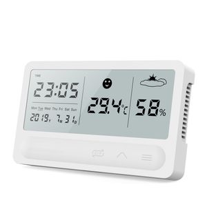Touch-Wetterstation, digitales LCD-Display, Touch-Taste, Innentemperatur, Luftfeuchtigkeit, Hygrometer, Wettervorhersage, Uhr