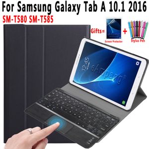 Touchpad Keyboard Case For Samsung Galaxy Tab A 10.1 2016 T580 T585 SM-T580 SM-T585 Pu Leather Cover Detach Magnet Keyboard