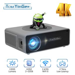TouYinger Q10W Pro Projector 4K 1080P Full HD New Android 2+32GB Smart Home Cinema With Bluetooth Retro LED LCD Video TV Theater