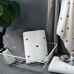 Serviette 2 pièces visage ensemble coton style romantique pour les couples personnalité pêche coeur étoile lune motif doux absorbant cadeau