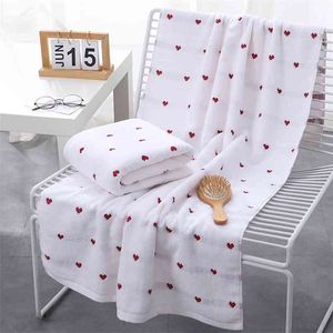 Serviette 70*140cm Bain 100% Coton s Peach Heart Pattern for Girl/Men Rectangle s room Decor 210728