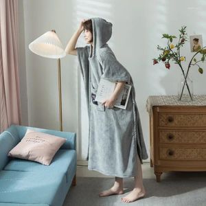 Serviette de bain portable Cape une pièce jupe à capuche peignoir maison à manches courtes coton doux