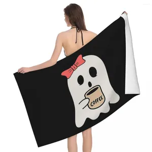 Serviette petit fantôme glace café joyeux halloween drôle mignon 80x130cm de bain d'eau-absorbant pour le cadeau de souvenir de pique-nique