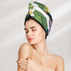 Toalla Magia Microfibra Tapa de ducha Tropical Hojas de hojas de bañeras Combinadas para el cabello seco Secado rápido Lady Lady Turban Head