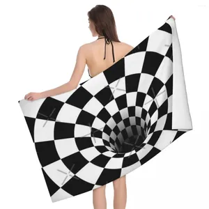 Toalla Ilusión óptica Agujero negro Tablero de ajedrez 80x130cm Baño Agradable para la piel para la playa