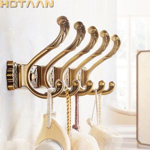Towel Racks aan Antique Brass Robe Hook Wall Mount Towel Holder Bathroom Accessories Organizer Luxury Clothes Hook Rack YT-3012 230926