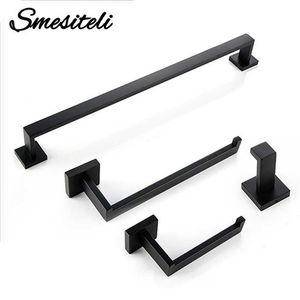 Towel Racks Bathroom Hardware Set Accessories Matt Black Shelf Robe Hook Hanger Rail Bar Rack Tissue Paper Holder Toothbrush 220924