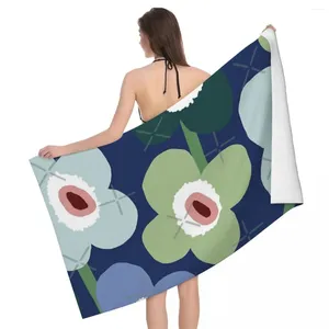 Toalla Patrón floral escandinavo retro en azul y verde 80x130 cm Baño absorbente de agua para viajar personalizado