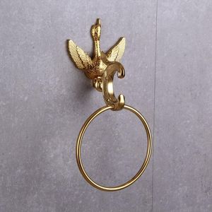 Anillos de toallas Anillo de cisne de cristal de oro de latón para accesorios de baño Conjunto de pared de soporte europeo de lujo montada en 8800towel