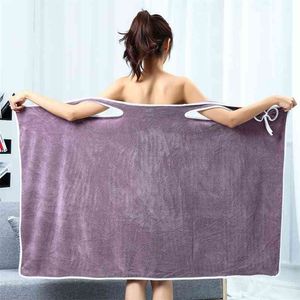 Toalla de baño mágico de secado rápido para mujer, batas de Spa, lavandería, ropa de playa de algodón usable Sexy, habitación 210728