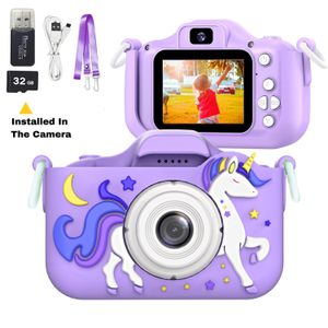 Appareils photo jouets dessin animé enfants caméra licorne numérique 2 pouces écran photos vidéos enfants pour enfants anniversaire cadeaux de Noël 230911