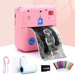 Cámaras de juguete Impresora Po multifunción Cámara para niños Impresora portátil Mini impresora instantánea inalámbrica Soporte de tarjeta de 32 GB Conexión Bluetooth 230225