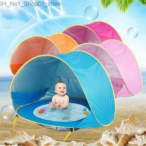 Tiendas de juguete Baby Beach Tent Tent Tents Pool de sombra portátil Protección ultravioleta Refugio solar Piscina Play House Tiense Outdoor Toys for Kids Gift Q231220