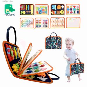 Tentes Tentes Tunjilool Montessori Parish Toys Bank Bank Bank Early Educational Toy for Toddler Baby Felt Cloth Story Book 3D Shape Color Match L410