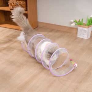 Toys 1 PCS Cat Tunnel Toy Rangement pliable Shaped Cat Tunnel Rolling Dragon Feather Mouse Fun Cat Toy Pet Accessories Interactive