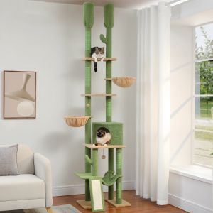 Toys réglables 216285 cm Hauteur Cactus Cactus Cat arbre avec condo Hamac High Cat Tower Scratching Post pour chat Jouets de la plate-forme de saut de chat