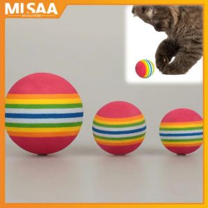 Toys Cat Toys Ball Interactive Cat Dog Play Chewing Rattle Scratch Rainbow Eva Natural Molon Ball Training Balls Pet Toys Supplies