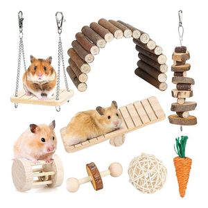 Ensemble de jouets à mâcher pour Hamster, jouets molaires pour petits animaux, soins des dents, accessoires en bois pour cochons d'inde, Chinchillas, gerbilles, souris