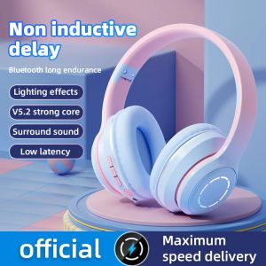 Toys New Gradient Wireless Bluetooth 5.2 Écouteur avec MIC Le casque de jeu de musique stéréo rétractable est le meilleur cadeau pour les enfants