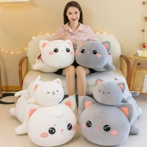 Toys Suishy Kawaii Cat Doll Touet en peluche allongé Big Eyes émotionnels Gris blanc chaton Soft Assemblant Acket Kids Present