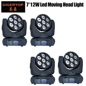 TP-L641 4pcs / lot 7x12W RGBW 4IN1 LED de alta calidad con cabezal móvil Haz de luz con cabezal móvil 15 canales DMX Led Stage Light Led Pro196T