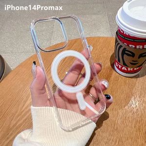 Estuches de teléfono de succión magnética Tpu para iPhone 14 13 Pro Max 11 12 XS XR XSMAX 7 8 PLUS SE Estuche de succión magnética de suela dura de acrílico transparente al por mayor