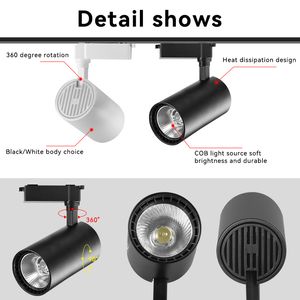 Foco de techo LED COB, iluminación de pista, conjunto completo de 220V, accesorio de iluminación de riel para decoración del hogar, tienda de ropa, foco, lámpara de techo