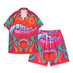 Conjunto de chándal Moda Bowling Hawaii Diseñador Hombres Camisas casuales Conjuntos Carta floral Impresión 3D Verano Playa Vacaciones Playa Camisas Trajes
