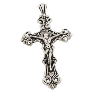 Tradicional INRI crucifijo cruz encanto 59,5x33mm colgante de plata antigua medallón L1656 40 unids/lote componentes de hallazgos de joyería