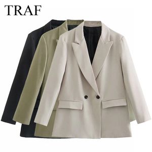 Chaquetas TRAF de otoño de manga larga de Color sólido, chaqueta sencilla y de moda para mujer, ropa de gran tamaño para mujer, prendas de vestir exteriores clásicas 220402