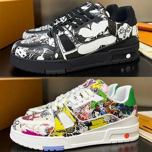 Entraîneur Sneaker Designer Chaussures de sport pour hommes Imprimé Graffiti Comic Pattern Semelle en caoutchouc supérieure Hommes Vintage Chaussures de basket-ball Chaussures de skateboard 38-46