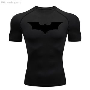 Chemise d'entraînement Compression homme respirant haut d'été à manches courtes Gym t-shirt MMA Sport noir maigre course 220622