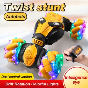 Toys Toys Robots 2.4g Stunt Twist RC RC Car LED Colorful Intelligent Eye Light 4wd Drift Car Off-Road Climbing Radio Control Toys Gift 230811