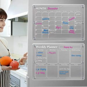 Planificateur de calendrier d'autocollant d'autocollant d'autocat de réfrigérateur en acrylique transparent pour menu de liste à faire