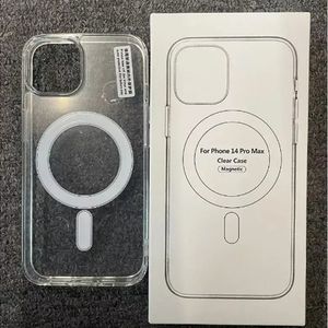 Cajas de teléfono magnéticas a prueba de golpes de acrílico transparente transparente para iPhone 15 14 13 12 11 Pro Max con paquete al por menor Compatible con cargador inalámbrico Magsafe