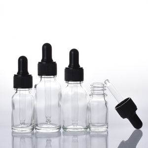 Le compte-gouttes en verre cosmétique transparent d'emballage d'huile essentielle met en bouteille 5ml 10ml 15ml 20ml 30ml 50ml 100ml