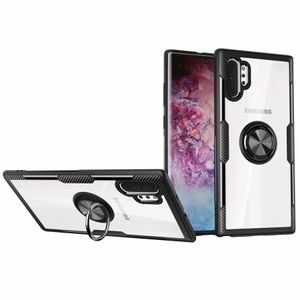 Transparent Crystal Clear Cover Magnetic Finger Ring Kickstand Case Rubber Bumper pour Samsung Galaxy Note 10+ plus, S10 PLUS, S10 Lite, S10 5g