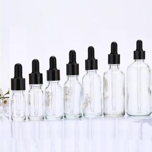 Bouteilles de pipette de réactif liquide en verre transparent Pipette pour les yeux Aromathérapie 5 ml-100 ml Huiles essentielles Bouteilles de parfums en gros gratuit DHL Qcpgh