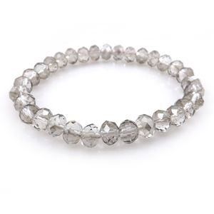 Pulsera de cuentas de cristal facetado gris transparente de 8mm para mujer, pulseras elásticas de estilo Simple, 20 unids/lote, venta al por mayor