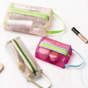 Bolsa de cosméticos de malla transparente, bolsa de lavado portátil para mujer, bolsa de viaje para el cuidado de la piel, bolsa de almacenamiento, bolsas para brochas de maquillaje