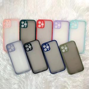 Coques de téléphone transparentes sensation de peau givrée avec protection de pare-chocs d'objectif pour iphone 14 13 12 11 Pro Xs Max XR 8 7 Plus Samsung Clear Cover Antichoc Anti Drop Hard Shell