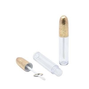 Bouteille de brillant à lèvres de maquillage vide en plastique transparent, tube de brillant à lèvres en forme de balle d'or creux clair, paquet de rouge à lèvres F3036 Wfrto