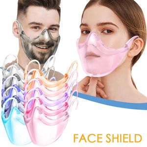 Máscara protectora transparente Moda Escudo PC Anti Splash Aislamiento Boca Cubierta 9 colores Unisex Exterior Transparente Diseñador Máscaras faciales YW20