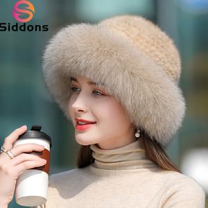 Trapper Hat Winter Luxury Punto Real Mink Fur Bomber Hat Natural Warm Cap Girls Calidad Suave 100% Genuino 221129