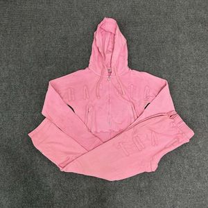 Trapstar survêtement hommes sweat à capuche automne/hiver nouveau manteau rose ensemble pull à capuche pour jeunes décontracté blanc Style de rue