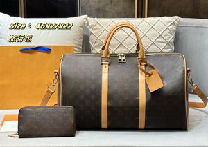 Bolso de diseñador para hombre, equipaje de cuero de estilo clásico, bolso de viaje, bolso para exteriores, nuevo conjunto de dos piezas combinado
