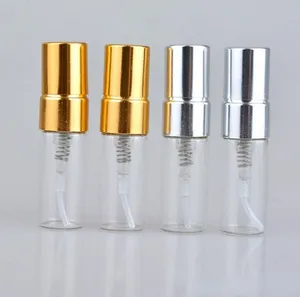 Bouteille de parfum en verre rechargeable de voyage avec pulvérisateur UV, pompe cosmétique, atomiseur, bouchon argent noir or, 500 pièces, 3ML, vente en gros