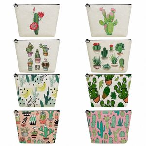 Bolsas de aseo de viaje Impresión de cactus Bolsa de cosméticos personalizada para mujer Cajas de lápices de plantas refrescantes Organizador de maquillaje de alta calidad Casual n8uR #